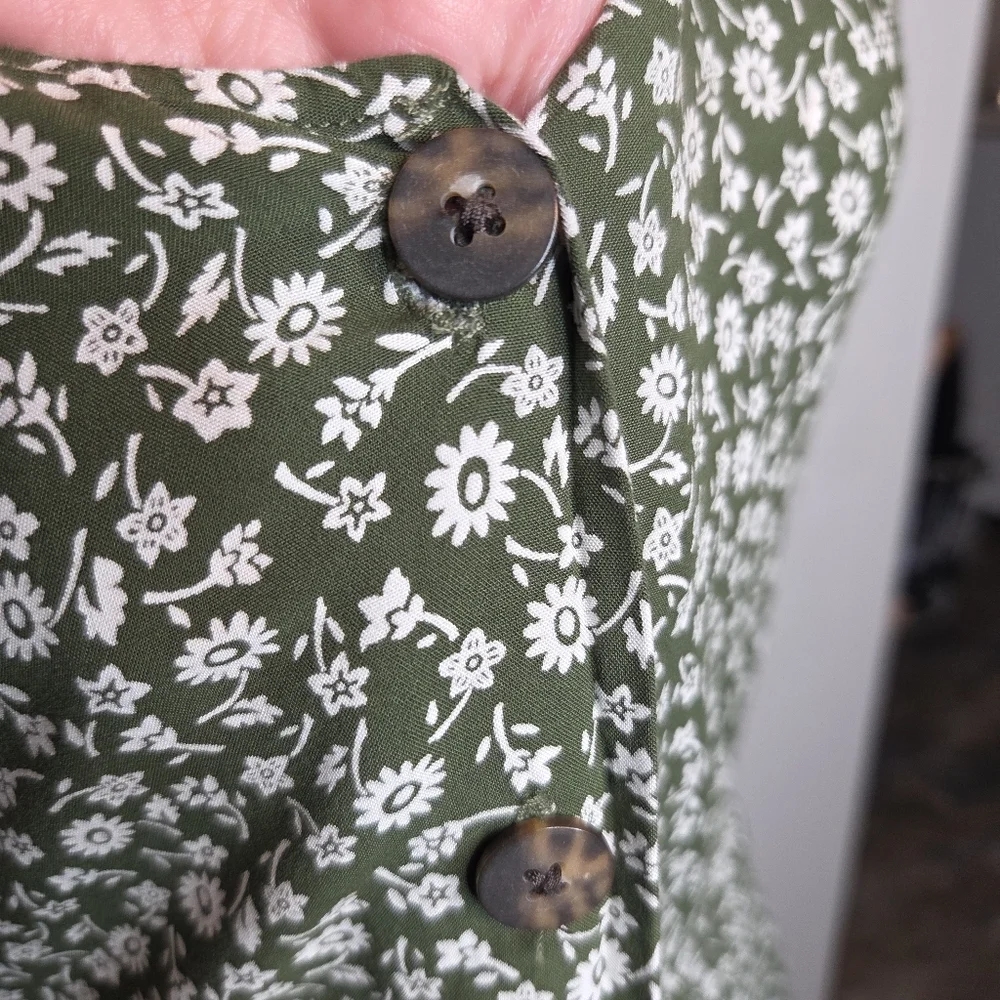 Madewell Button-Front Floral Green Dress in Ditsy Daze, Size XXS - Picture 5 of 10